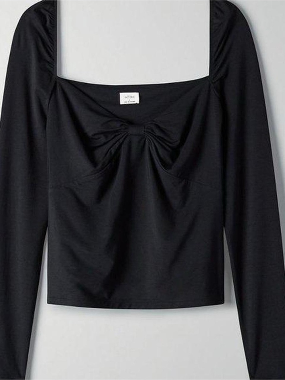 Aritzia Wilfred Black Sonnet Long Sleeve Ruched Twist-Front Top- XS